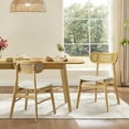 thumbnail image 1 of Spruce & Spring Rattan-Back Upholstered Dining Chair with Wooden Frame Set of 2, Natural, 1 of 10