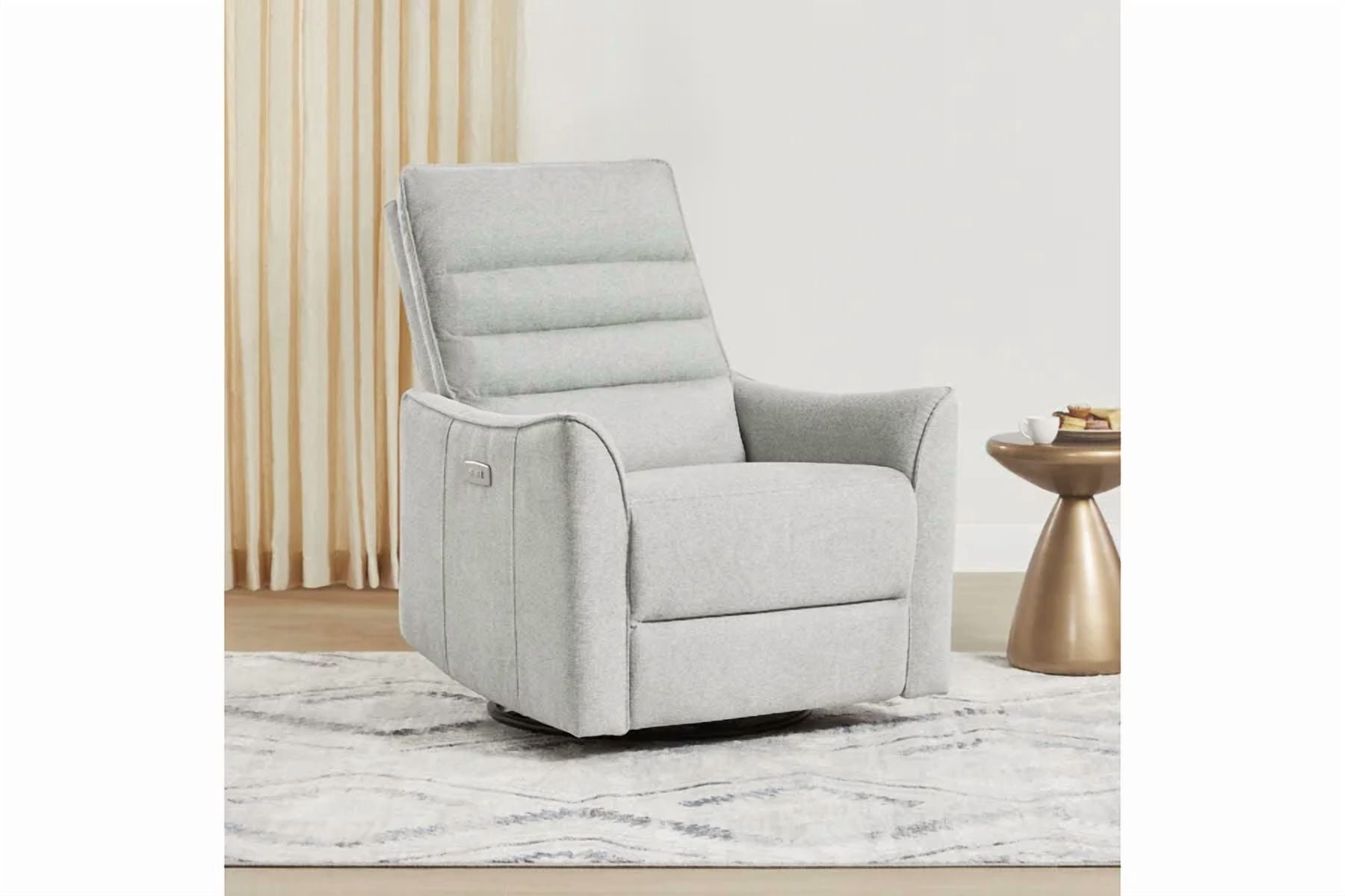 Spruce & Spring Smooth Swivel Glider Power Recliner 1 Piece Indoor Use Gray Fabric