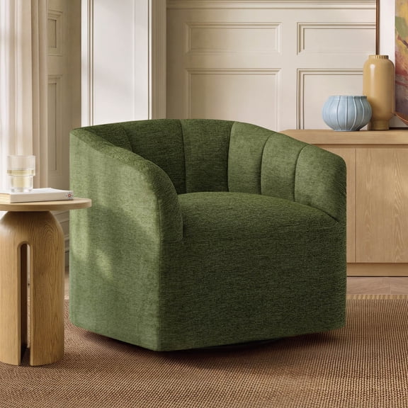 Spruce & Spring Swivel Accent Chair for Living Room, Barrel Armchair for Bedroom Reading Nook, Green