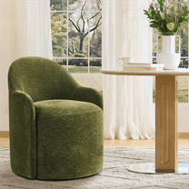 Spruce & Spring Swivel Upholstered Dining Chair with Hidden Wheels and Armrest Single, Green