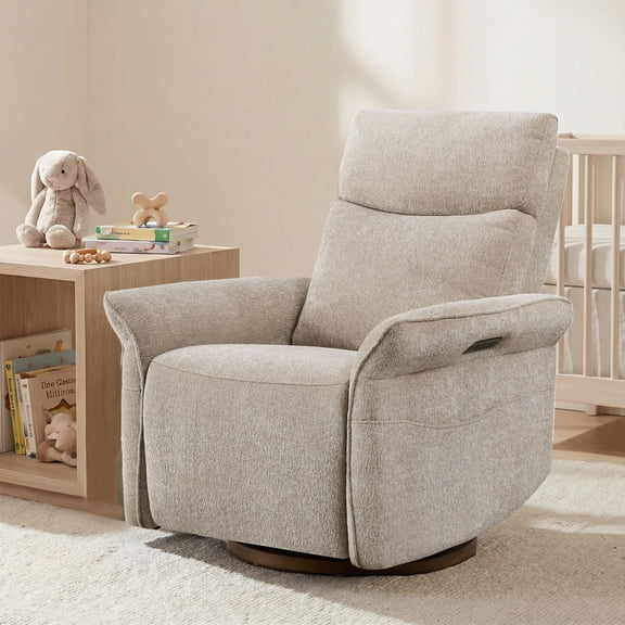 Spruce & Spring Triple Motor Power Swivel Recliner for Mothers, Taupe-Chenille