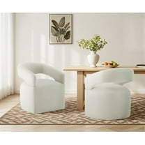Spruce & Spring Upholstered Dining Chair with Open Back and Hidden Casters, Single, Ivory
