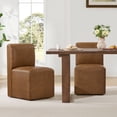 thumbnail image 1 of Spruce & Spring Upholstered Dining Chairs with Hidden Casters Set of 2, Brown-Genuine Leather, 1 of 12