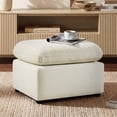 thumbnail image 1 of Spruce & Spring Upholstered Ottoman Footstool with Padded Cushion for Living Room and Bedroom, Cream White Fabric, 1 of 6