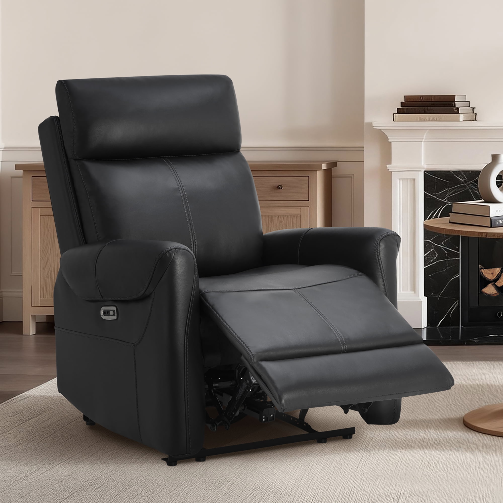 Spruce & Spring Wall Hugger Power Recliner with Three Positions, Black