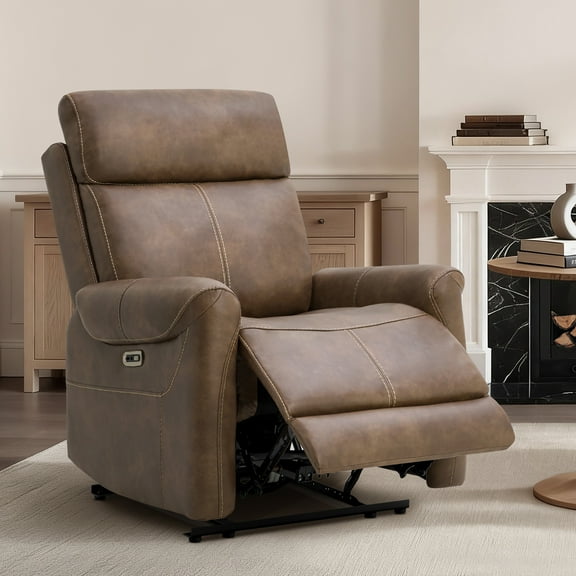Spruce & Spring Wall Hugger Power Recliner with Three Positions, Brown
