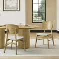 thumbnail image 1 of Spruce & Spring Wood Dining Chair with Upholstered Seat and Curved Back Set of 2, Natural, 1 of 10