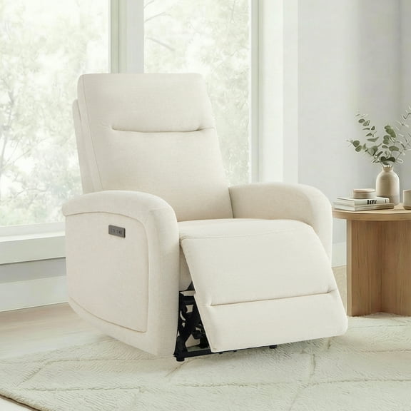 Spruce & Spring Zero Wall Hugger Power Recliner for Compact Spaces, Linen-Fabric