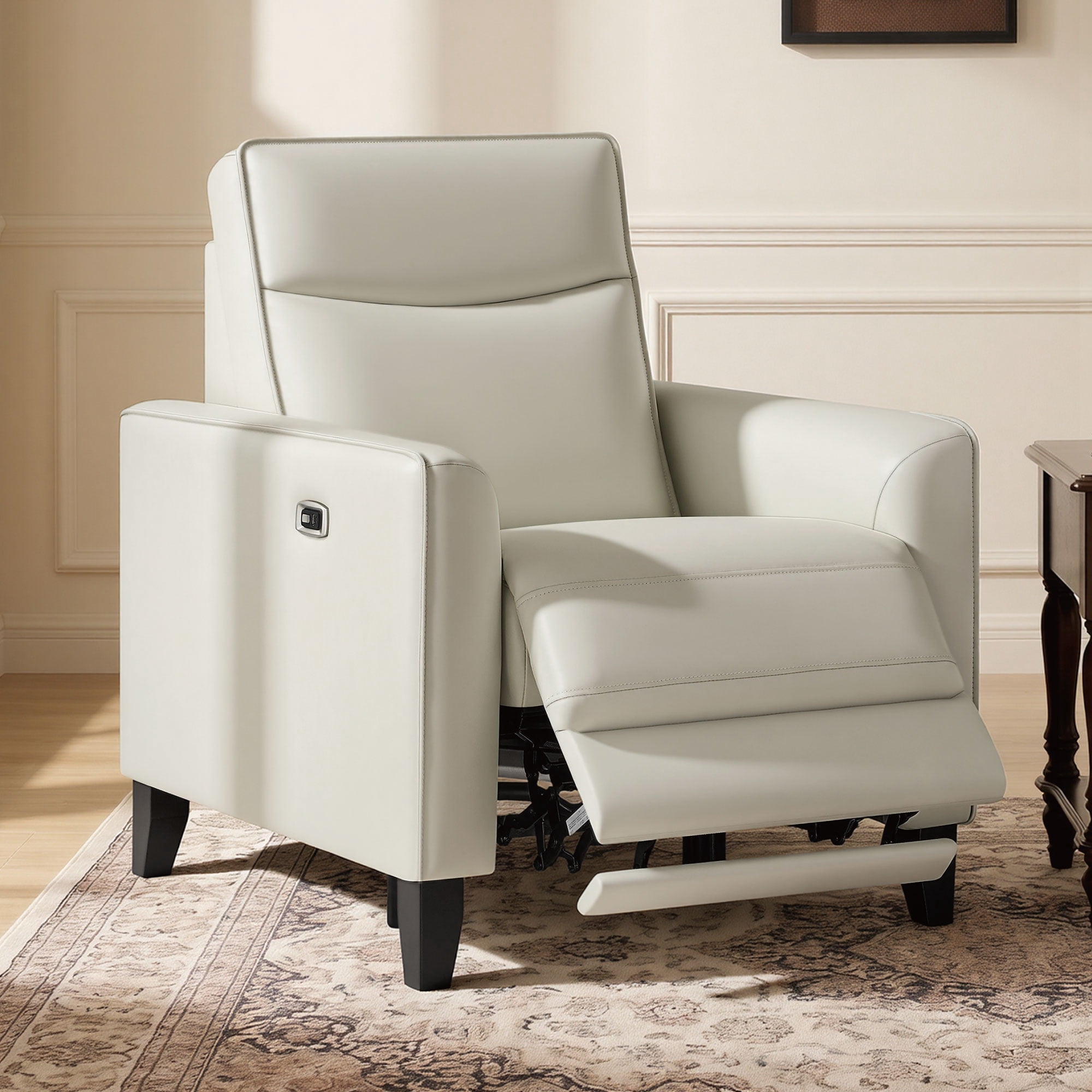 Spruce & Spring Zero Wall Power Recliner Chair for Living Room - Faux Leather Creamy Grey