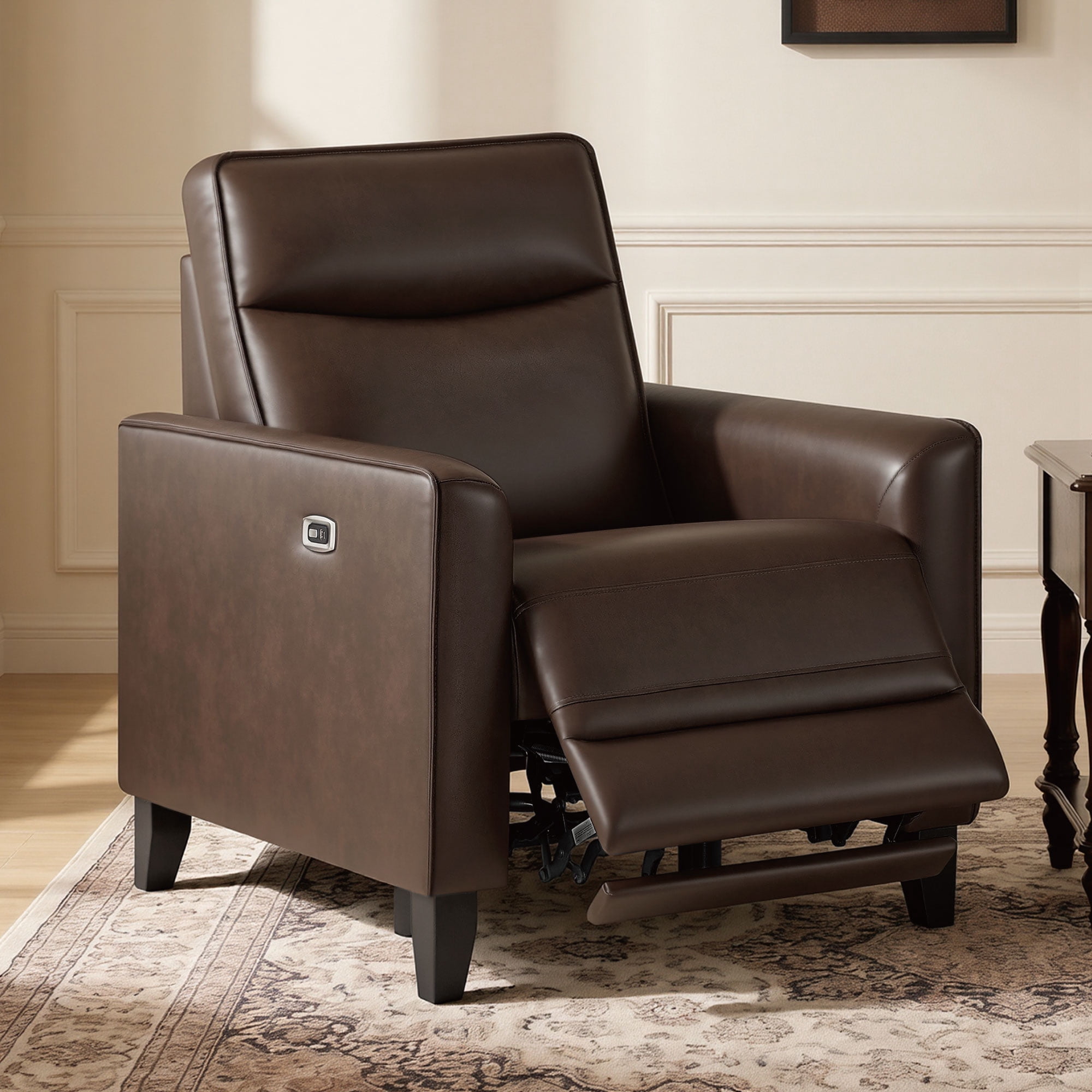 Spruce & Spring Zero Wall Power Recliner Chair for Living Room - Faux Leather Espresso