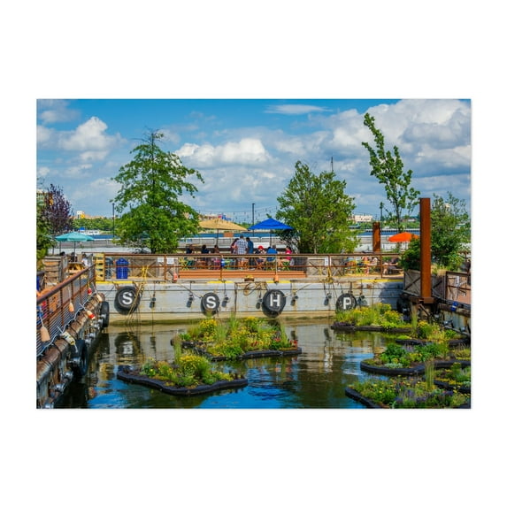 Spruce Street Harbor Park - Philadelphia Pennsylvania Photography Harbor Scenic Summer Water Boardwalk Botanical Unframed Wall Art Print 18 x 24 inches