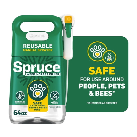 Spruce Weed & Grass Killer Manual Spray Starter Kit, 64 oz. - Safe for People, Pets & Bees
