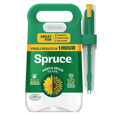 Spruce Weed Killer Spray - Snap & Spray Weed & Grass Killer Powered Starter Kit - Reusable Sprayer with Wand for Spot-Treating Driveways, Gardens & More 64 Oz Bottle