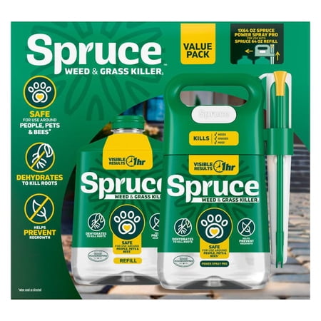 Spruce Snap & Spray Weed & Grass Killer Powered Starter Kit + Refill, 128 fl oz