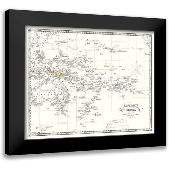 Spruner 14x12 Black Modern Framed Museum Art Print Titled - Australia Polynesia - Spruner 1855