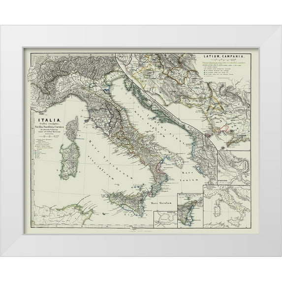 Spruner 14x12 White Modern Wood Framed Museum Art Print Titled - Latium Campania Italy - Spruner 1865