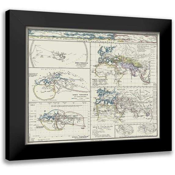 Spruner 18x15 Black Modern Framed Museum Art Print Titled - World as seen by Ancients - Spruner 1865
