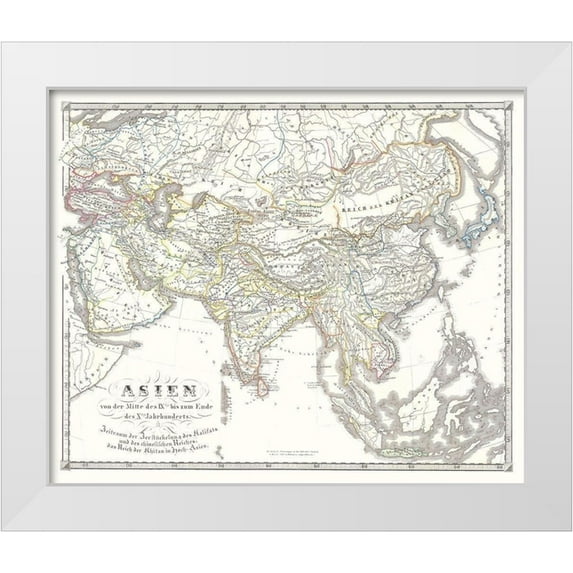 Spruner 31x26 White Modern Wood Framed Museum Art Print Titled - Asia 9-10 Centuries - Spruner 1855
