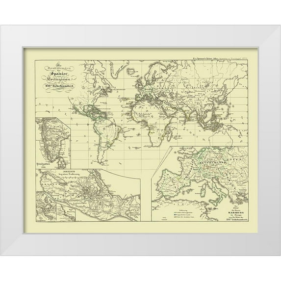 Spruner 32x26 White Modern Wood Framed Museum Art Print Titled - World - Spruner 1854