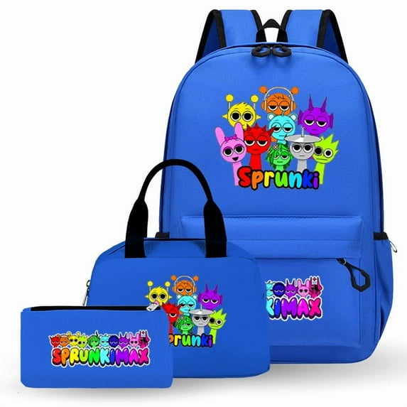 Sprunki Backpack 3-Piece Set,Music Games DayPacks,Lightweight Durable