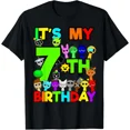 thumbnail image 1 of Sprunki Birthday Party Seven Year Old Kids Celebration Fun Unisex T-Shirt, up to size 5XL, 1 of 2