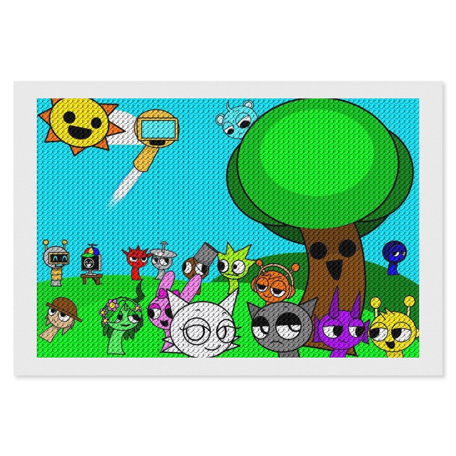 Sprunki Diamond Art Kits for Adults Beginners Round 5D Paint with ...