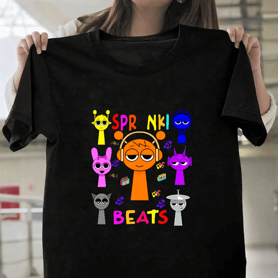 Sprunki Game Team Funny Fan Art Summer Graphic Unisex T-Shirt, up to size 3XL.