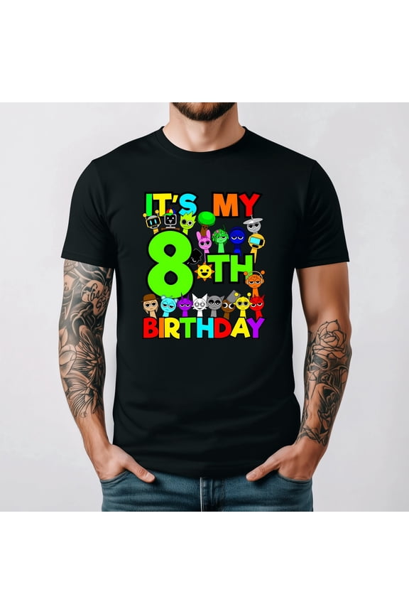 Sprunki Party Decorations Eighth Birthday Fun Character Unisex T Shirt up to 5XL