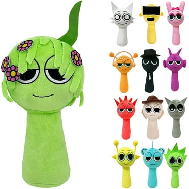Sprunki Plush, 10'' Sprunky Wenda and Gray Plushies, Sprunk Soft and Funs Stuffed Toys Dolls for Fans and Friends Birthday (Light Green)