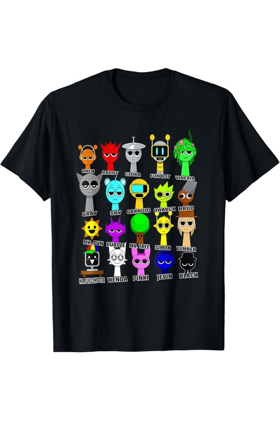 Sprunki Toys Game Virtual Sandbox Characters Birthday Graphics T-Shirt
