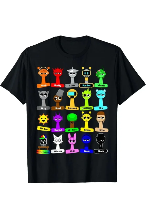 Sprunki Toys Names Cute Kids Cartoon Graphic Unisex T-Shirt, S-5XL