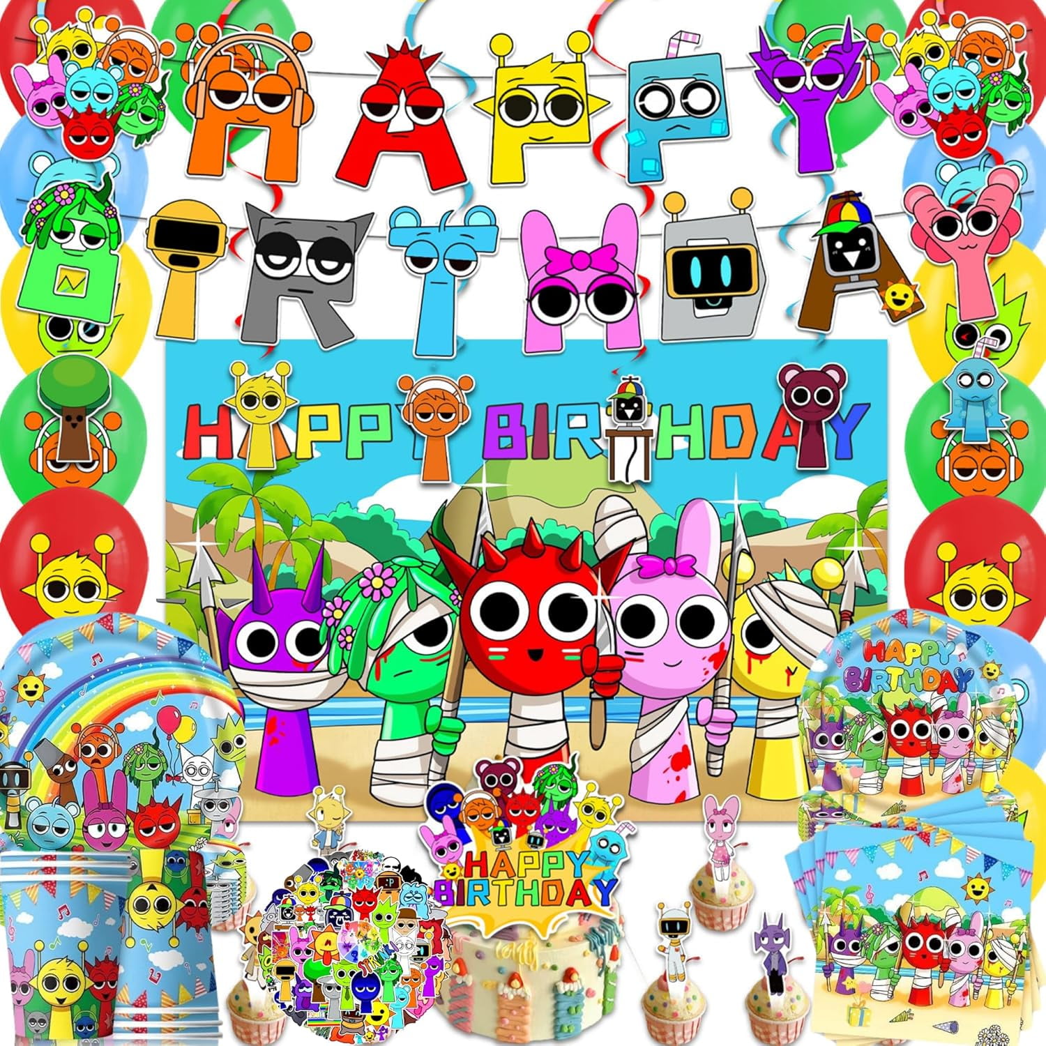 Sesame Street Balloons Sesame Street Birthday Party Supplies Kit - Decorations Set With Banner, Backdrop, Balloons & Cake Toppers Sesame Street Birthday Party Decorations-899288