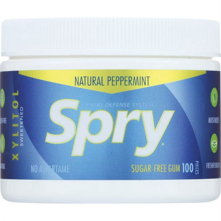 Spry, Dental Defense, Xylitol Peppermint Chewing Gum, 100 Pcs
