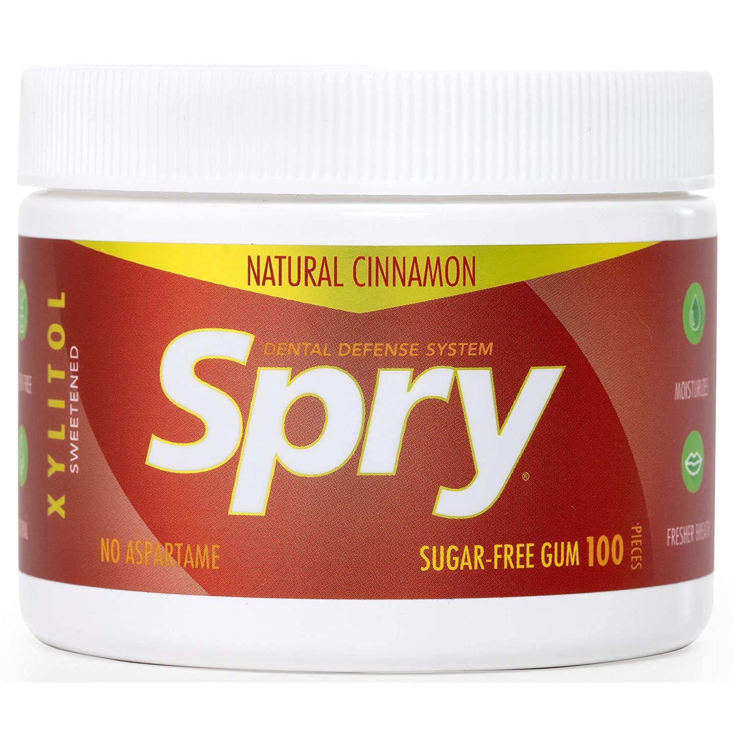 Spry Fresh Natural Xylitol Chewing Gum, Aspartame-Free, Sugar-Free Cinnamon, 100 Pieces, Pack of 2