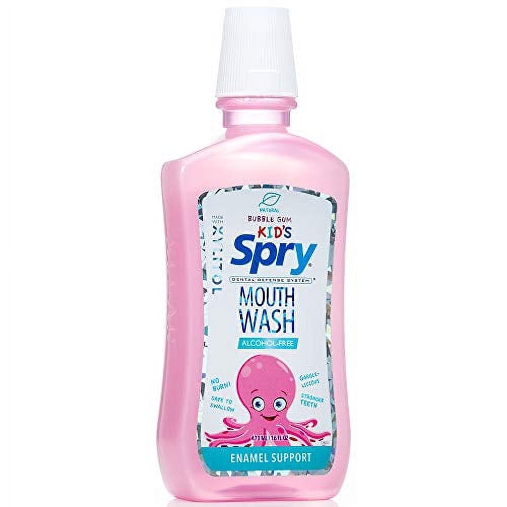 Spry Kids Mouthwash, Xylitol Mouthwash Alcohol Free with Enamel Support, Natural Bubble Gum, 16 oz, 3 Pack