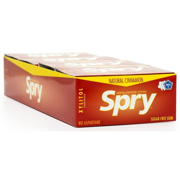 Spry Natural Xylitol Chewing Gum Aspartame-Free Sugar-Free Cinnamon 10 Piece Blister Cards 20 pack