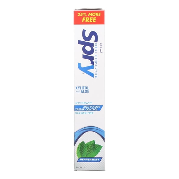 Spry Xylitol Adult Toothpaste 5oz Fluoride-Free Teeth Whitening Breath Freshening Peppermint 1 Pack