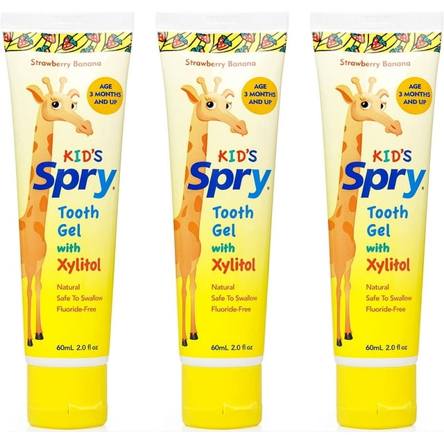 Spry Xylitol Baby Toothpaste, Natural Toddler Toothpaste, Fluoride Free Toothpaste for Kids