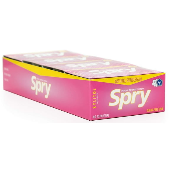 Spry Xylitol Chewing Gum, Aspartame-Free Sugar-Free, Bubblegum, 10 Pieces Blister Cards 20 pack