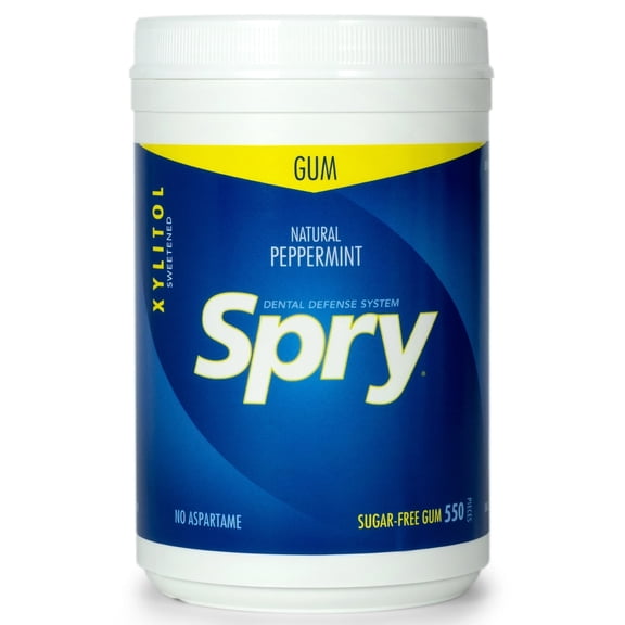 Spry Xylitol Chewing Gum, Dental Defense, Aspartame-Free, Sugar-Free, Peppermint, 550 Piece 1 pack