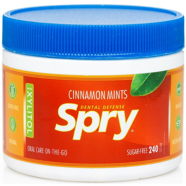 Spry Xylitol Cinnamon Mints Sugar Free Candy Breath Mints That