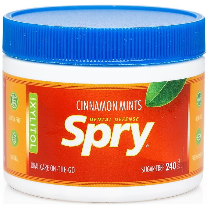 Spry Xylitol Cinnamon Mints Sugar Free Candy Breath Mints That