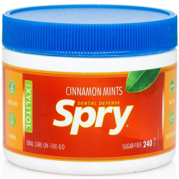 Spry Xylitol Mints, Sugar-Free Cinnamon Flavor, Gluten-Free, 240 Count, 1 pack