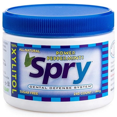 Spry Xylitol Mints, Peppermint, Sugar Free, 240 Count, 6 Pack