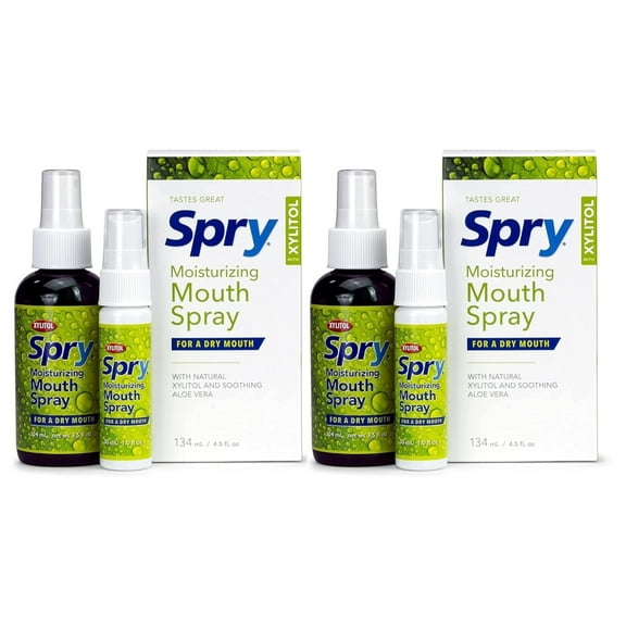 Spry Xylitol Moisturizing Mouth Spray for Adult, Natural Ingredients, Bad Breath, 4.5 fl oz 2 Pack