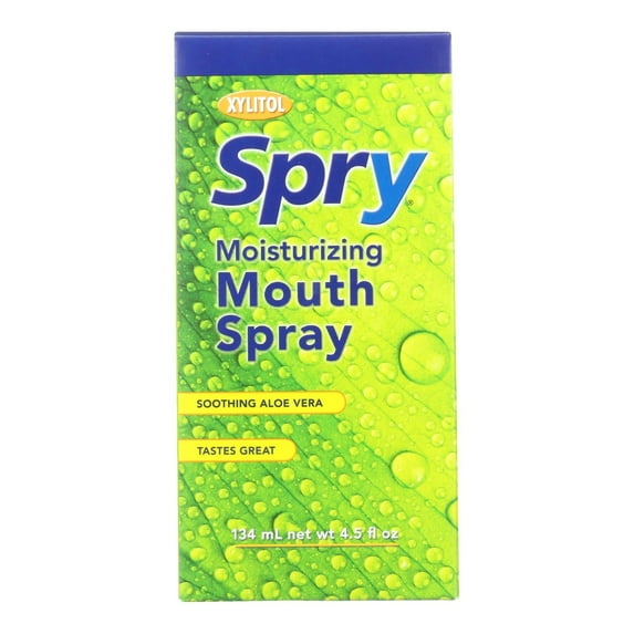 Spry Xylitol Moisturizing Mouth Spray for Adult, Natural Spearmint Bad Breath, 4.5 fl oz 1 Pack