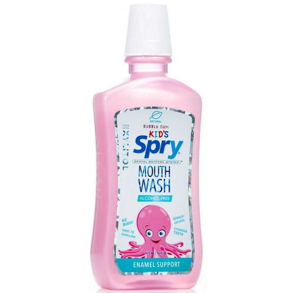 Spry Xylitol Mouthwash, Natural Ingredients, Enamel Support Oral Rinse Bubble Gum 16 fl oz 1 Pack