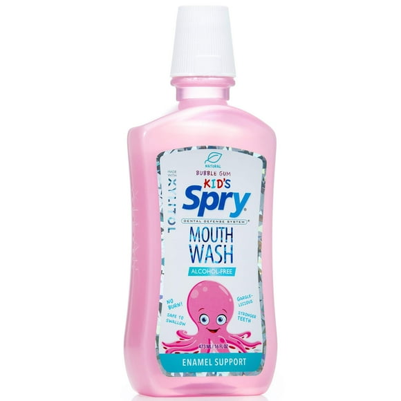 Spry Xylitol Mouthwash, Natural Ingredients, Enamel Support Oral Rinse Bubble Gum 16 fl oz 1 Pack