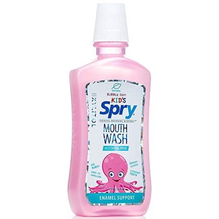 Spry Xylitol Mouthwash Fluoride-Free Bubble Gum Flavor 16 fl oz 6 Pack