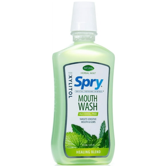 Spry Xylitol Mouthwash, Herbal Mint Flavor, 16 fl oz, 1 pack, Natural Ingredients, Enamel Support